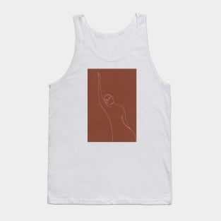 Line Art Woman Body, Earthy Tone Tank Top